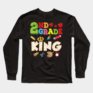 2nd Grade King Second Grader Back To School Kid Student Long Sleeve T-Shirt